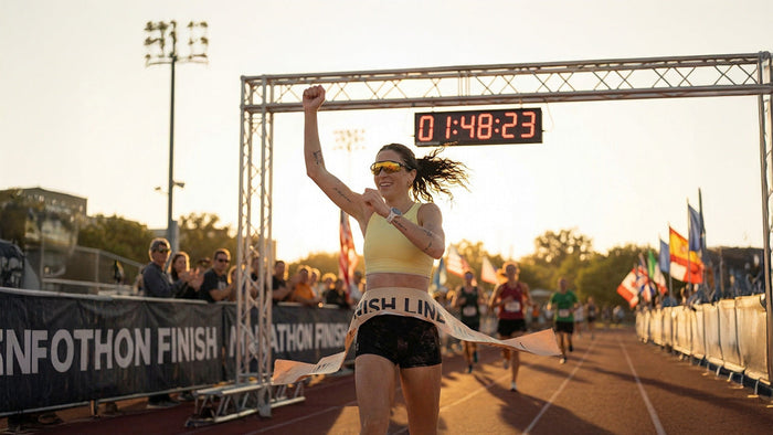 Immagine che raffigura una runner che taglia il traguardo