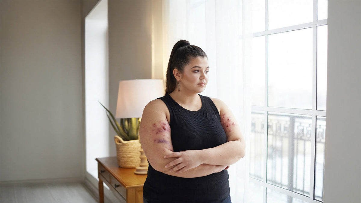 Immagine che rappresenta una donna obesa con idrosadenite