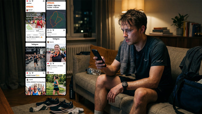 Immagine che raffigura uno sportivo con social media