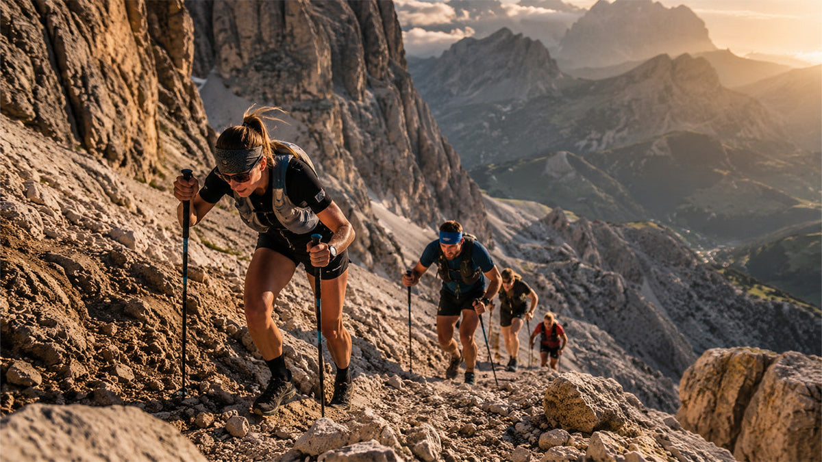 immagine che raffigura un'atleta che fa trail running in montagna